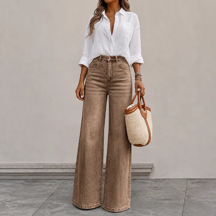 High‑Rise Straight‑Leg Medium Stretch Casual Daily Jeans