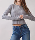 Cable Knit Cropped Button‑Front Cardigan