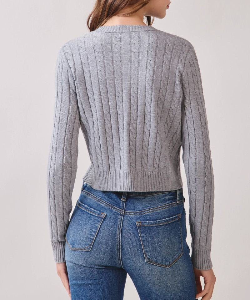 Cable Knit Cropped Button‑Front Cardigan